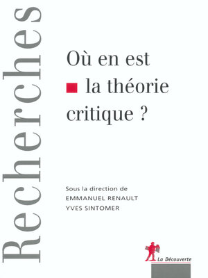 cover image of Où en est la théorie critique ?